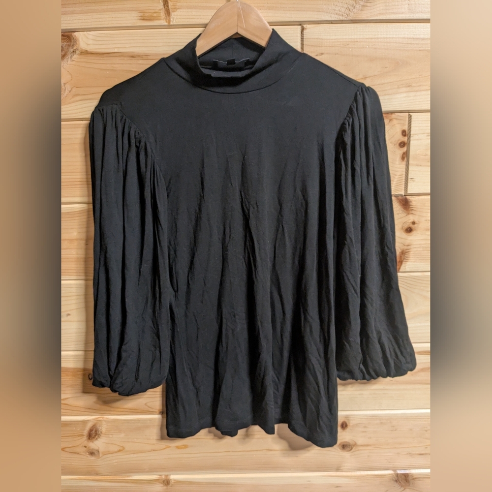 Premise Small Black High Neck Blouse Top Shirt Black